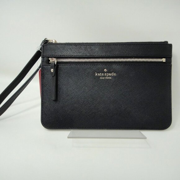 NWT Kate Spade TINIE Black  Leather ZipTop Wristlet Wallet Purse - Picture 2 of 11